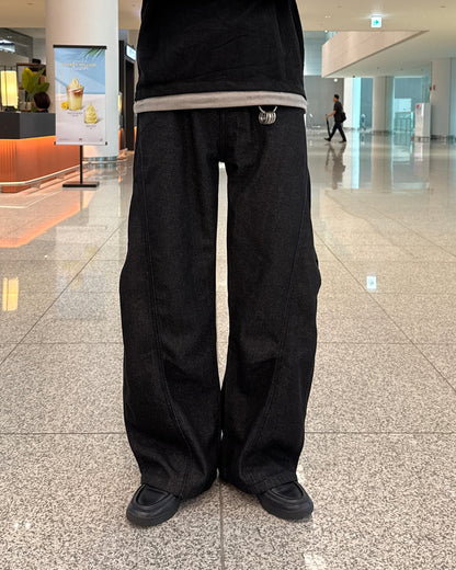 リジットワイドラインデニムパンツ GC0198