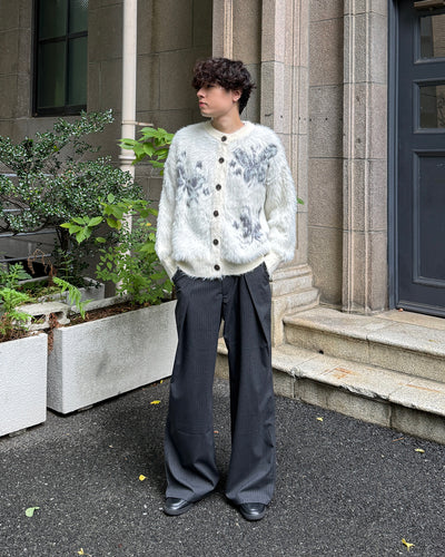 バタフライ柄シャギーニットカーディガン GC0210
