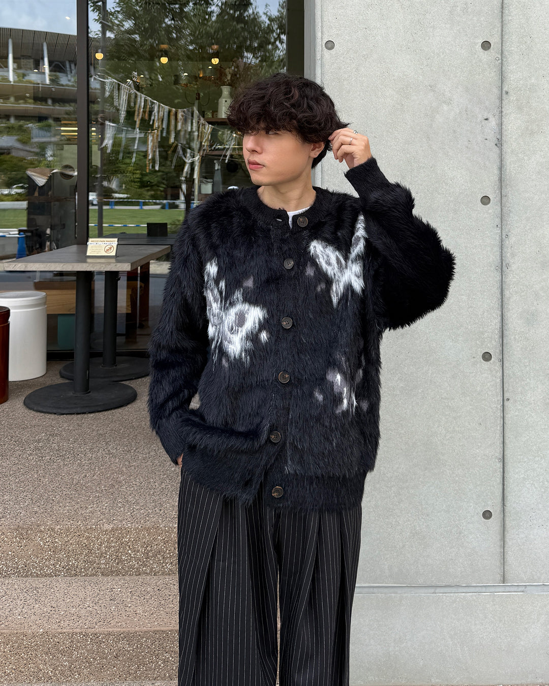 バタフライ柄シャギーニットカーディガン GC0210