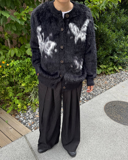 バタフライ柄シャギーニットカーディガン GC0210