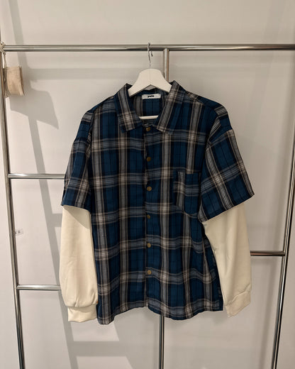 レイヤードチェックシャツロンT  GC0231