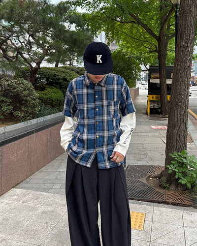 レイヤードチェックシャツロンT  GC0231