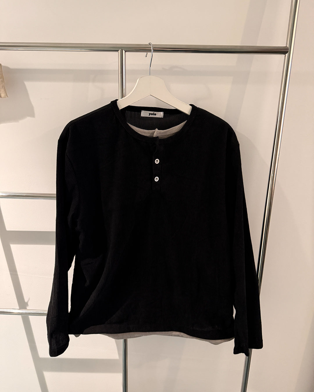 レイヤードワッフルヘンリーネックロンT GC0248