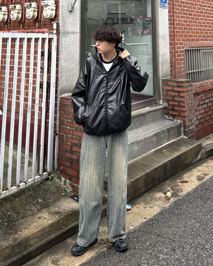 レザーライクジップアップフーディ GC0252