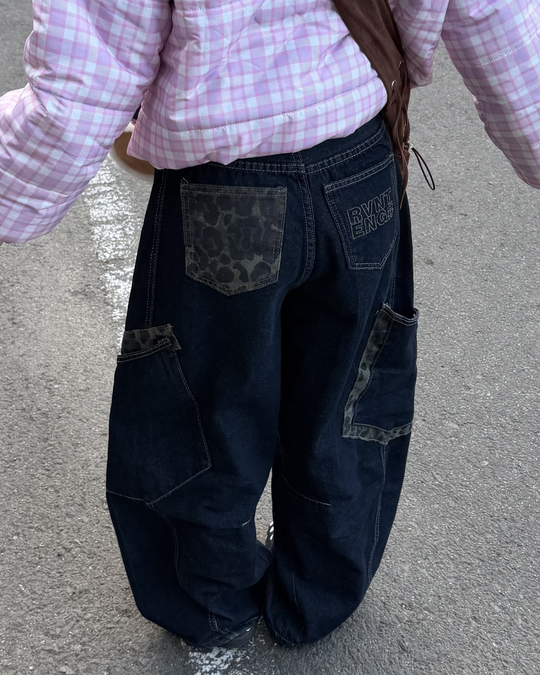 レオパードデザインワイドレッグデニムパンツ GG0089