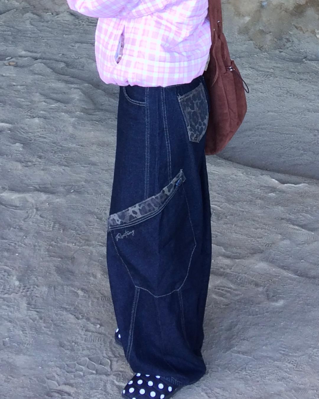 レオパードデザインワイドレッグデニムパンツ GG0089