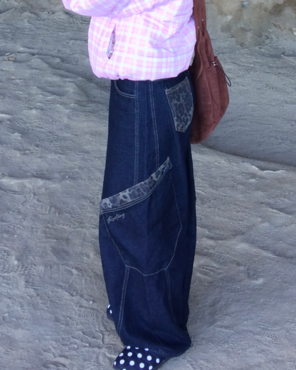 レオパードデザインワイドレッグデニムパンツ GG0089