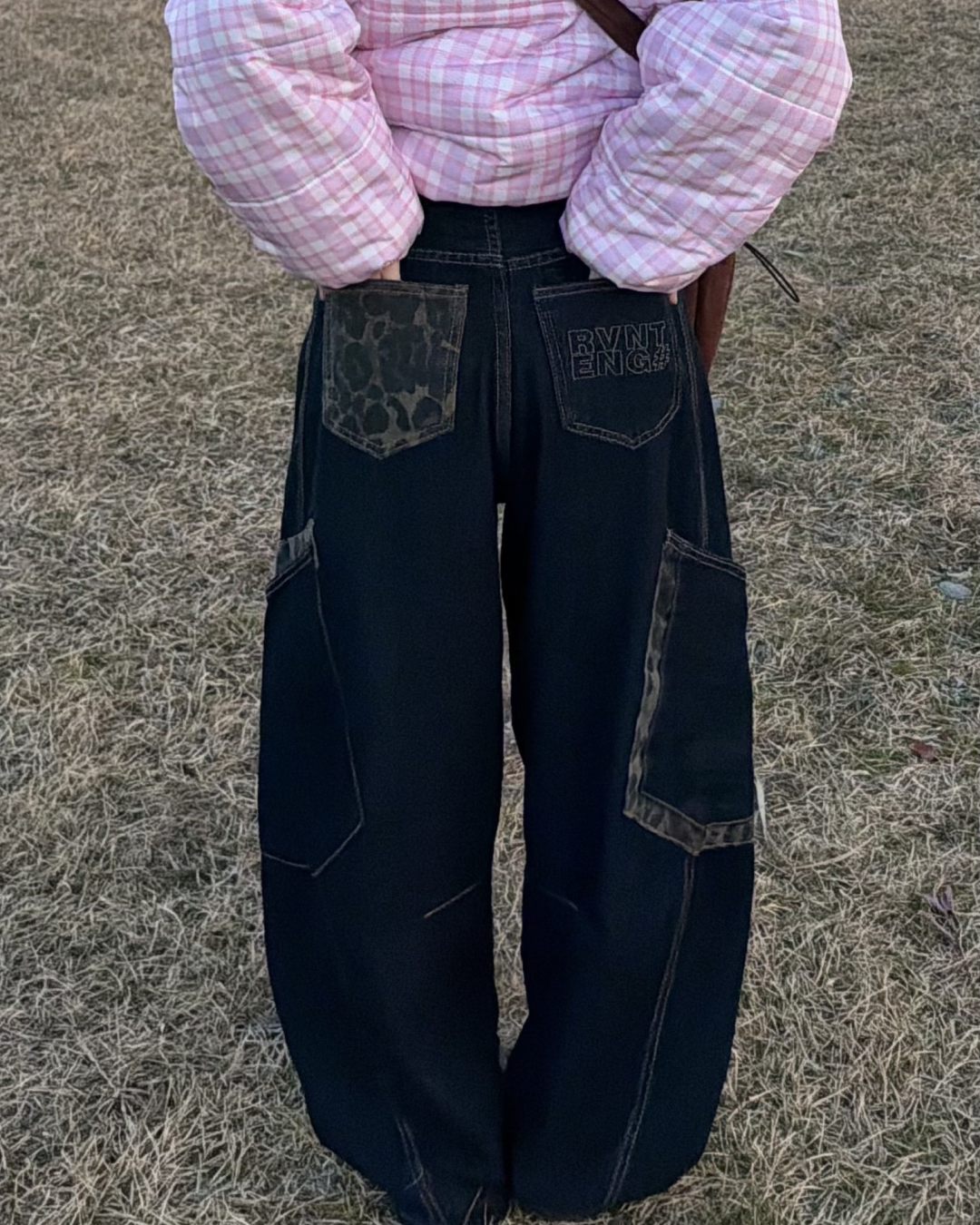 レオパードデザインワイドレッグデニムパンツ GG0089