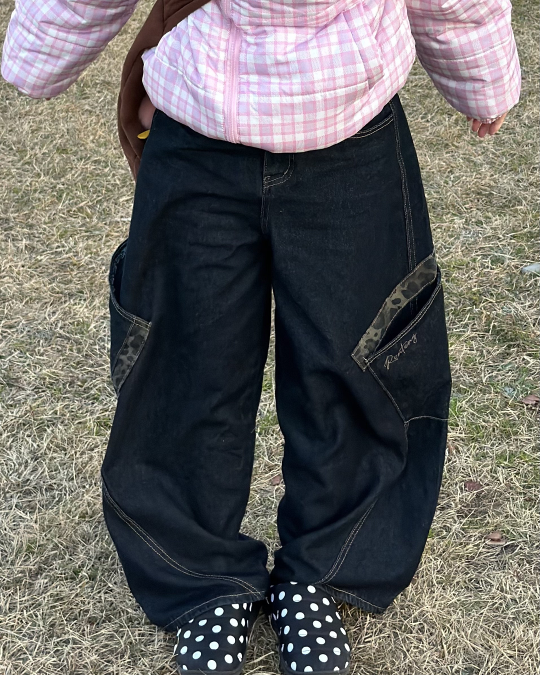 レオパードデザインワイドレッグデニムパンツ GG0089
