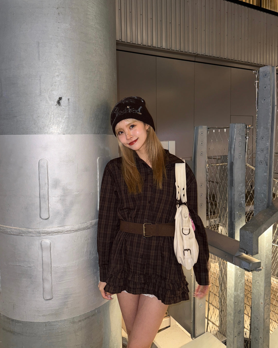 ベルト付きブラウンチェックワンピース
GM0127