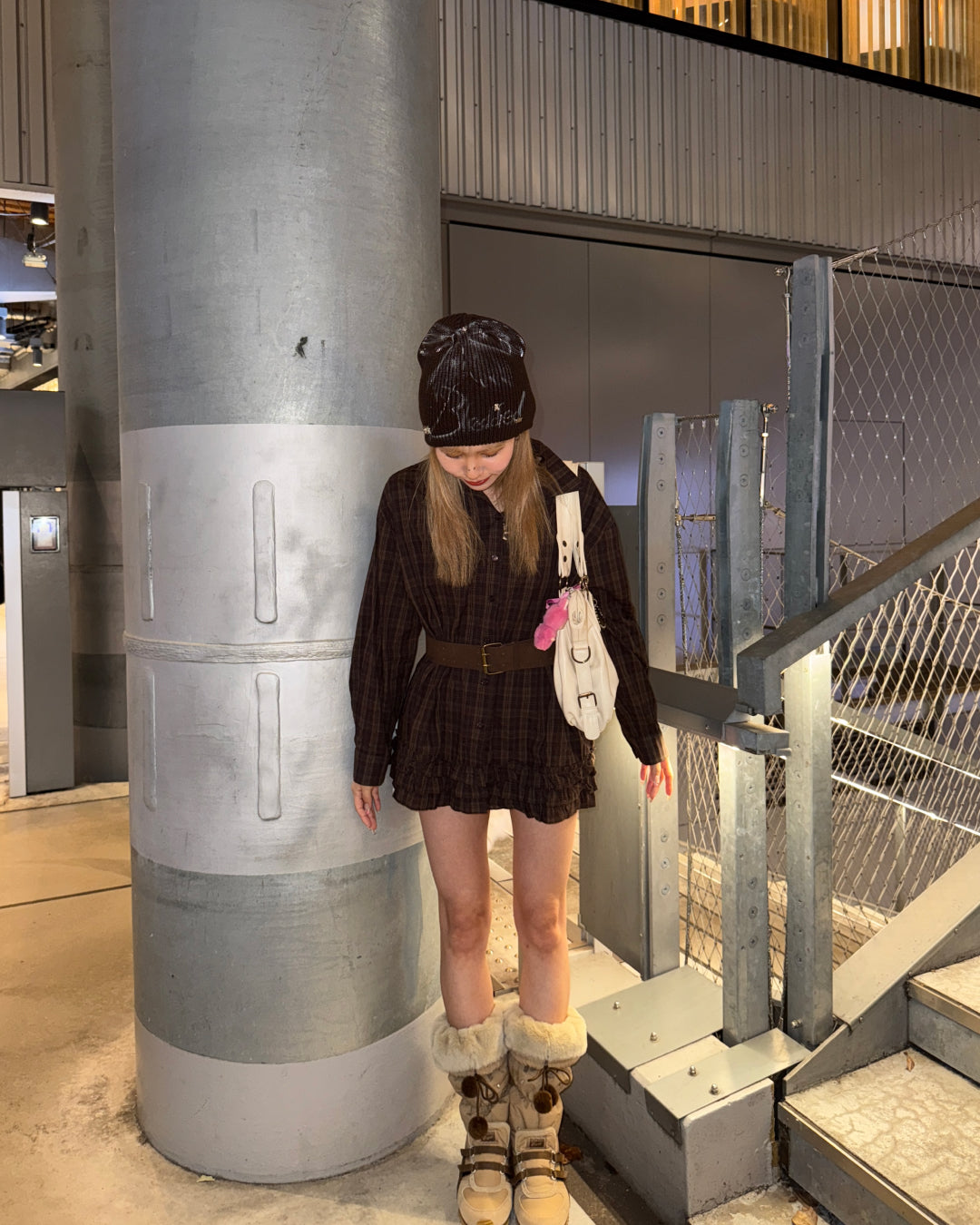 ベルト付きブラウンチェックワンピース
GM0127