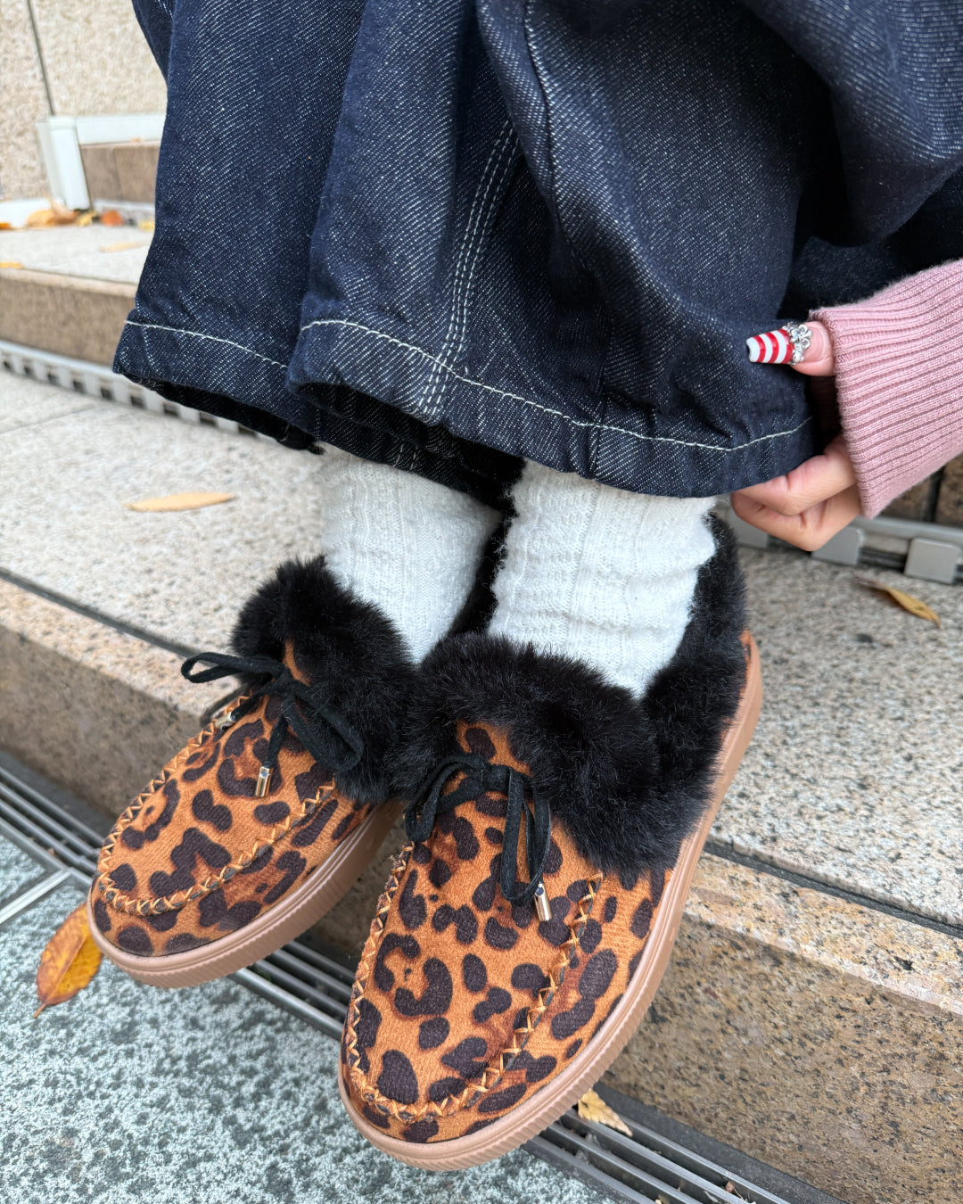 レオパード柄厚底ファーデザインローファー
GM0133