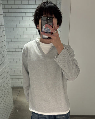 VスリットサーマルレイヤードロングTシャツ GN0017