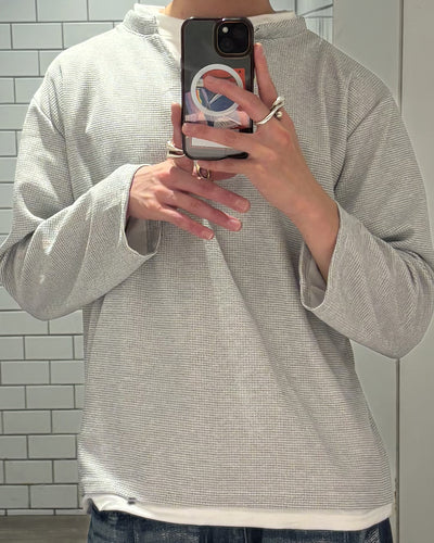 VスリットサーマルレイヤードロングTシャツ GN0017