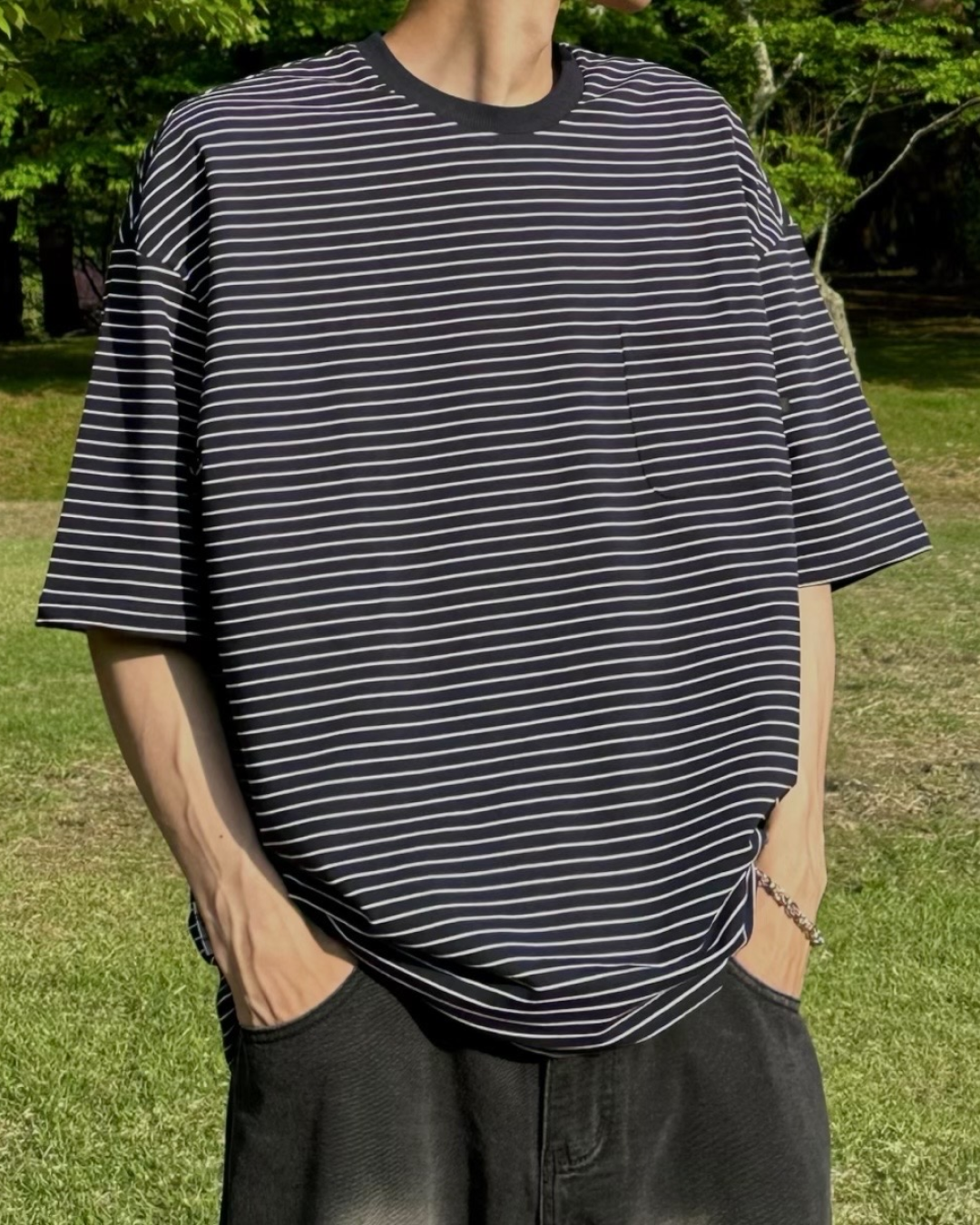 Round neck striped T-shirt HA0024