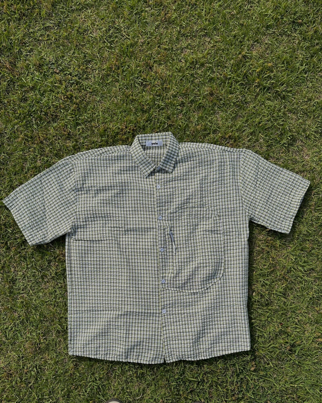 グリーンポケットチェックシャツ HA0033