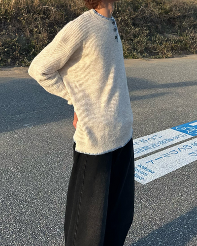 【即納】ヘンリーネックステッチニット HA0143