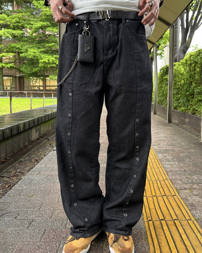 ウォッシュリベットワイドレッグジーンズ
HS0006