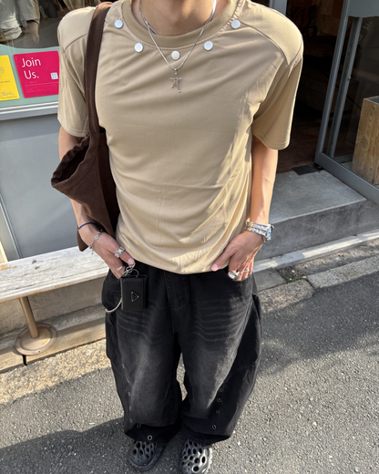 ネックボタンカットソー HS0049