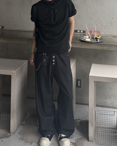 ボタンフライストレートパンツ HS0061