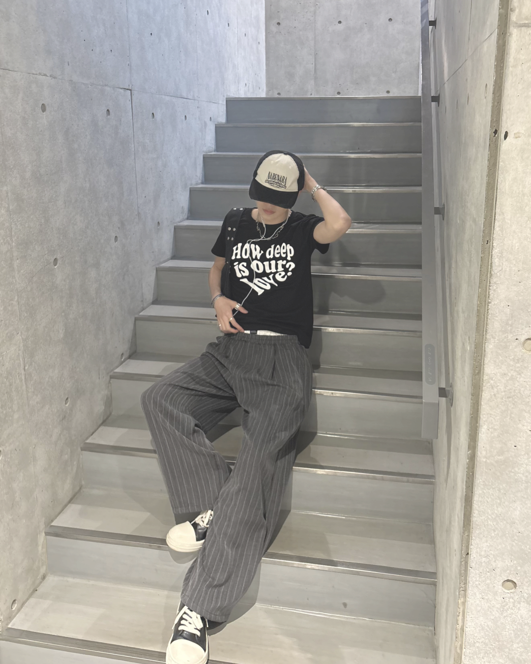 ストライプカジュアルルーズパンツ HS0083