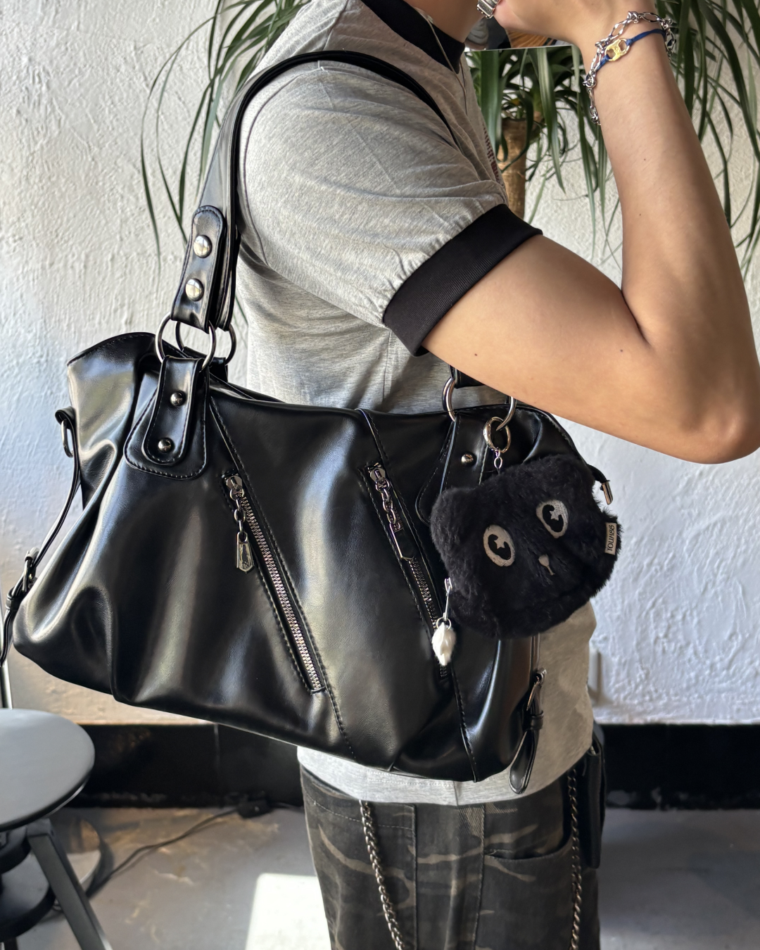 【一部即納】ヴィンテージライクZIPデザインバッグ HS0088