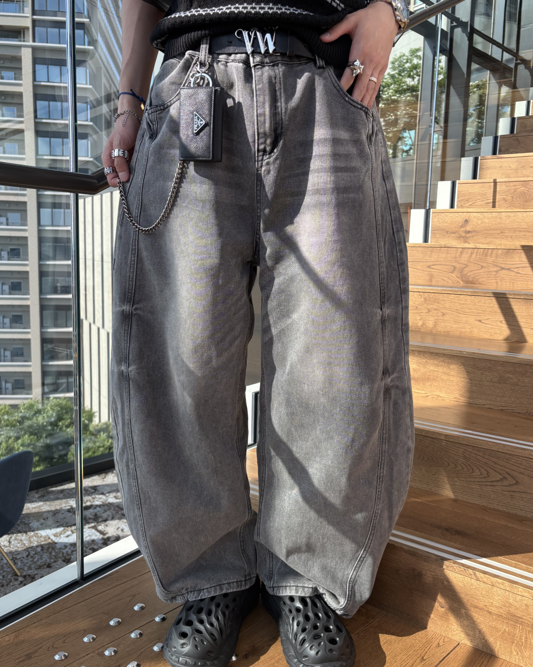 ウォッシュドグレーカーブパンツ HS0114
