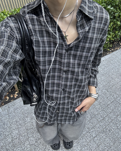 長袖チェックシャツ HS0120