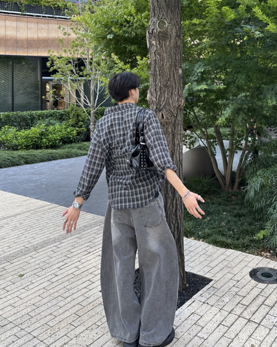 長袖チェックシャツ HS0120