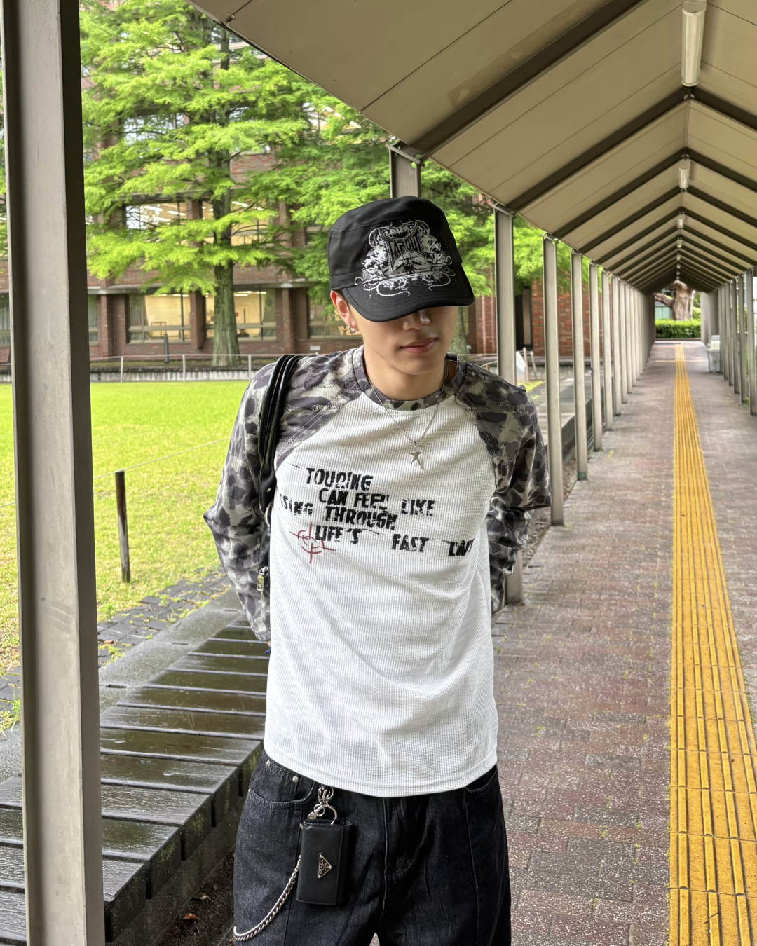 ダメージデザイン迷彩リブTシャツ
HS0122