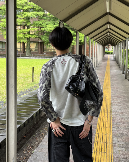 ダメージデザイン迷彩リブTシャツ
HS0122