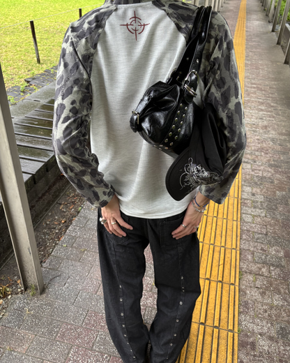 ダメージデザイン迷彩リブTシャツ
HS0122