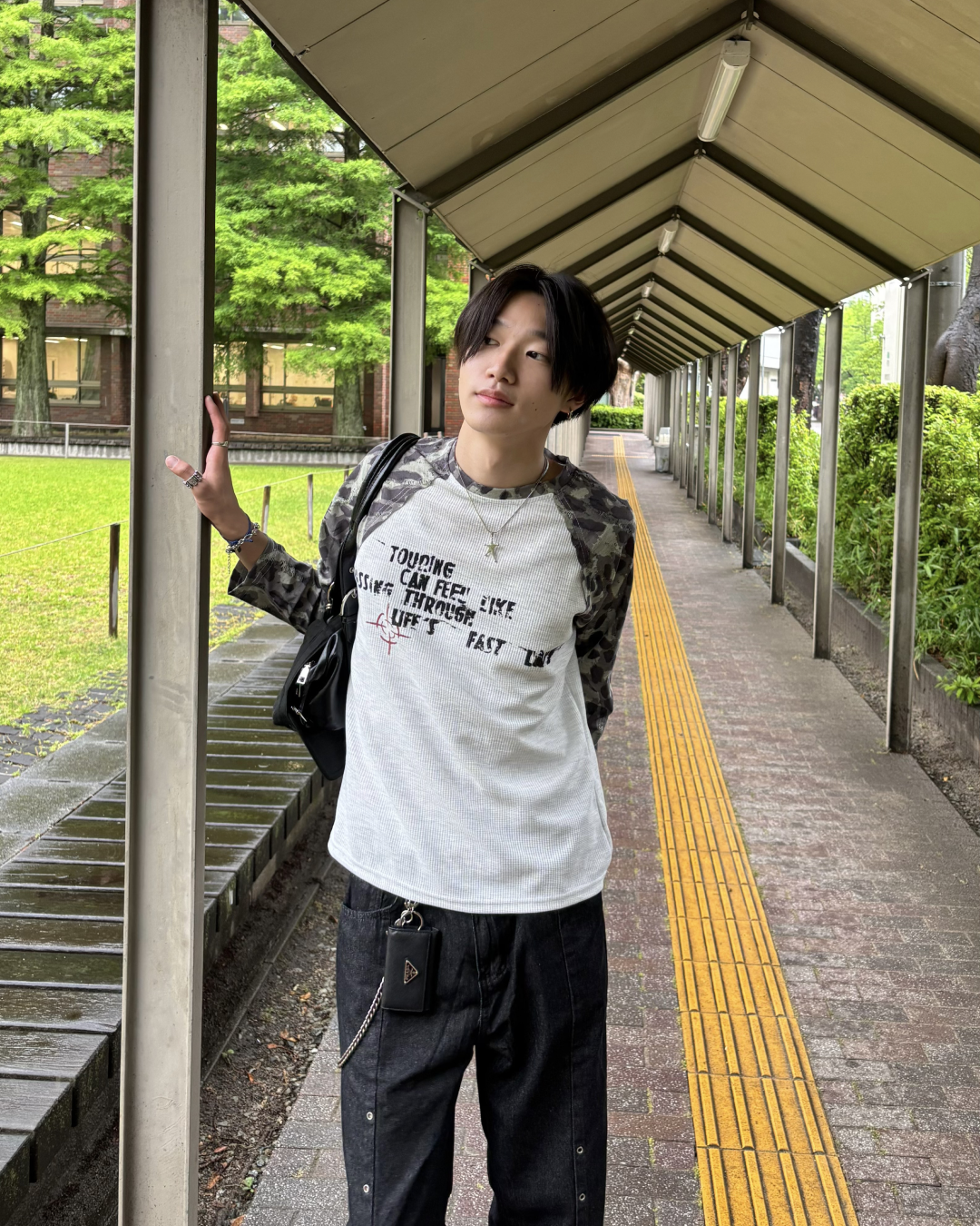 ダメージデザイン迷彩リブTシャツ
HS0122