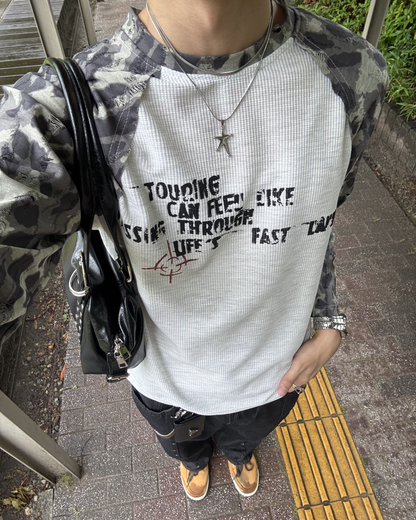 ダメージデザイン迷彩リブTシャツ
HS0122