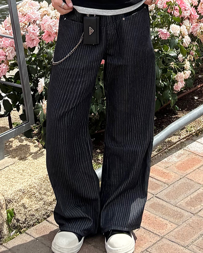 ストライプフロントポケットデザインデニムパンツ
HS0123