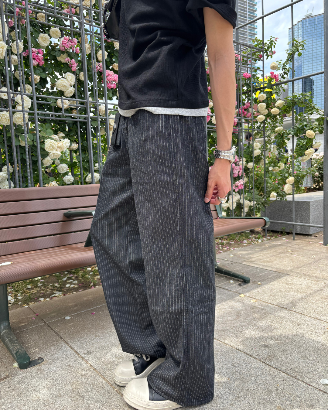 ストライプフロントポケットデザインデニムパンツ
HS0123