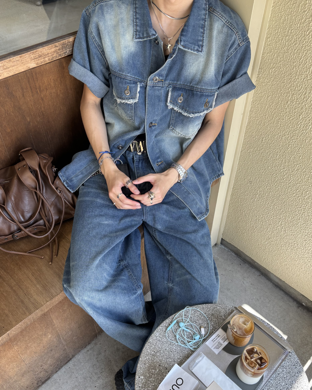 ダメージ加工デニムシャツ HS0128
