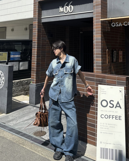ダメージ加工デニムシャツ HS0128