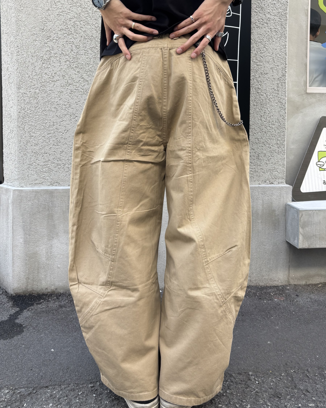 パッチワークプリーツワイドレッグパンツ HS0140