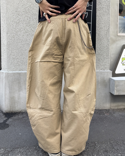 パッチワークプリーツワイドレッグパンツ HS0140