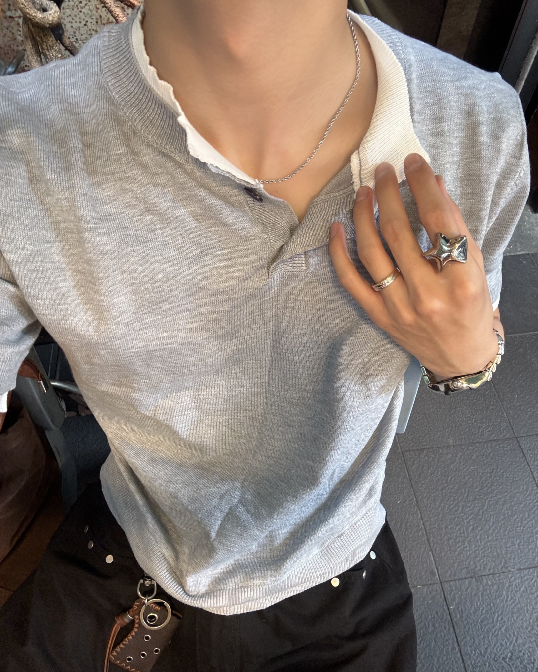 ツイストシルバーチェーンネックレス HS0148
