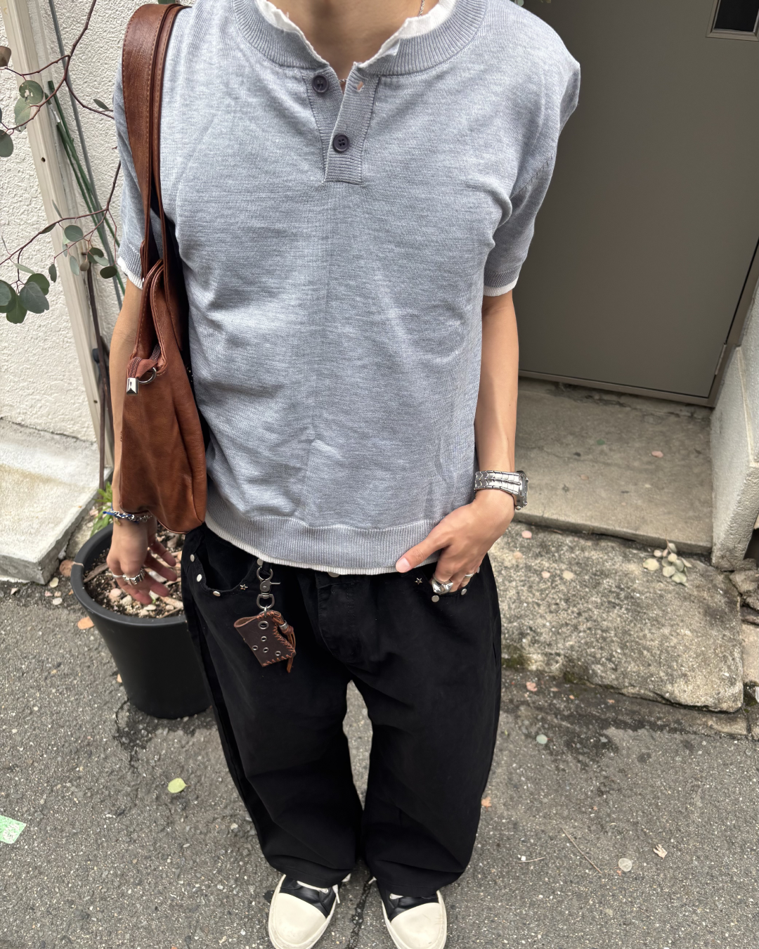 フェイクネックレイヤードポロ HS0149