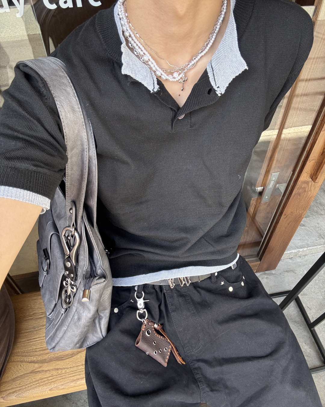 フェイクネックレイヤードポロ HS0149