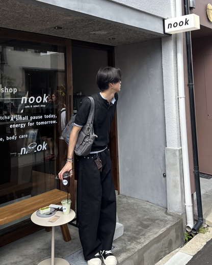 フェイクネックレイヤードポロ HS0149
