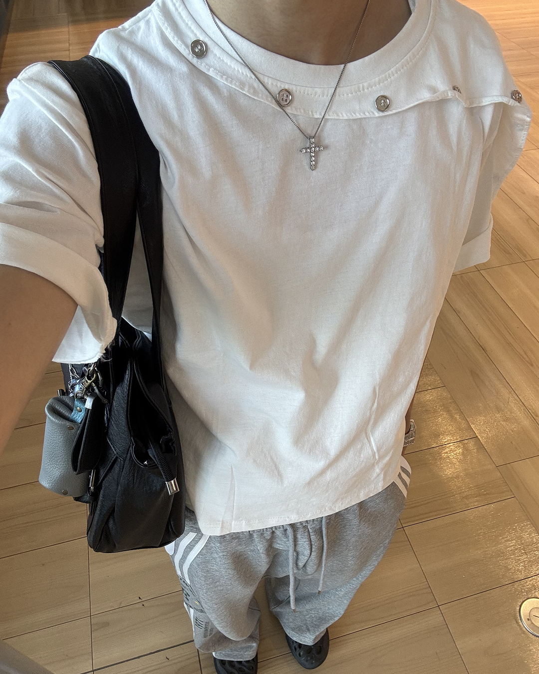 パッチワークラウンドネックTシャツ HS0168