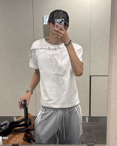 パッチワークラウンドネックTシャツ HS0168