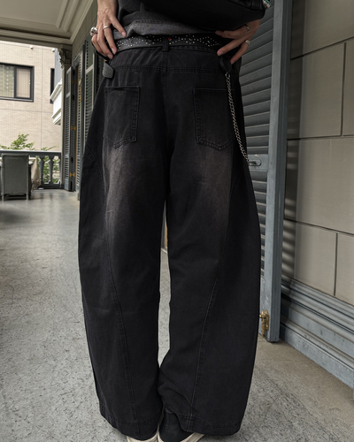 レトロウォッシュワイドレッグパンツ HS0184