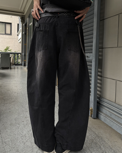 レトロウォッシュワイドレッグパンツ HS0184
