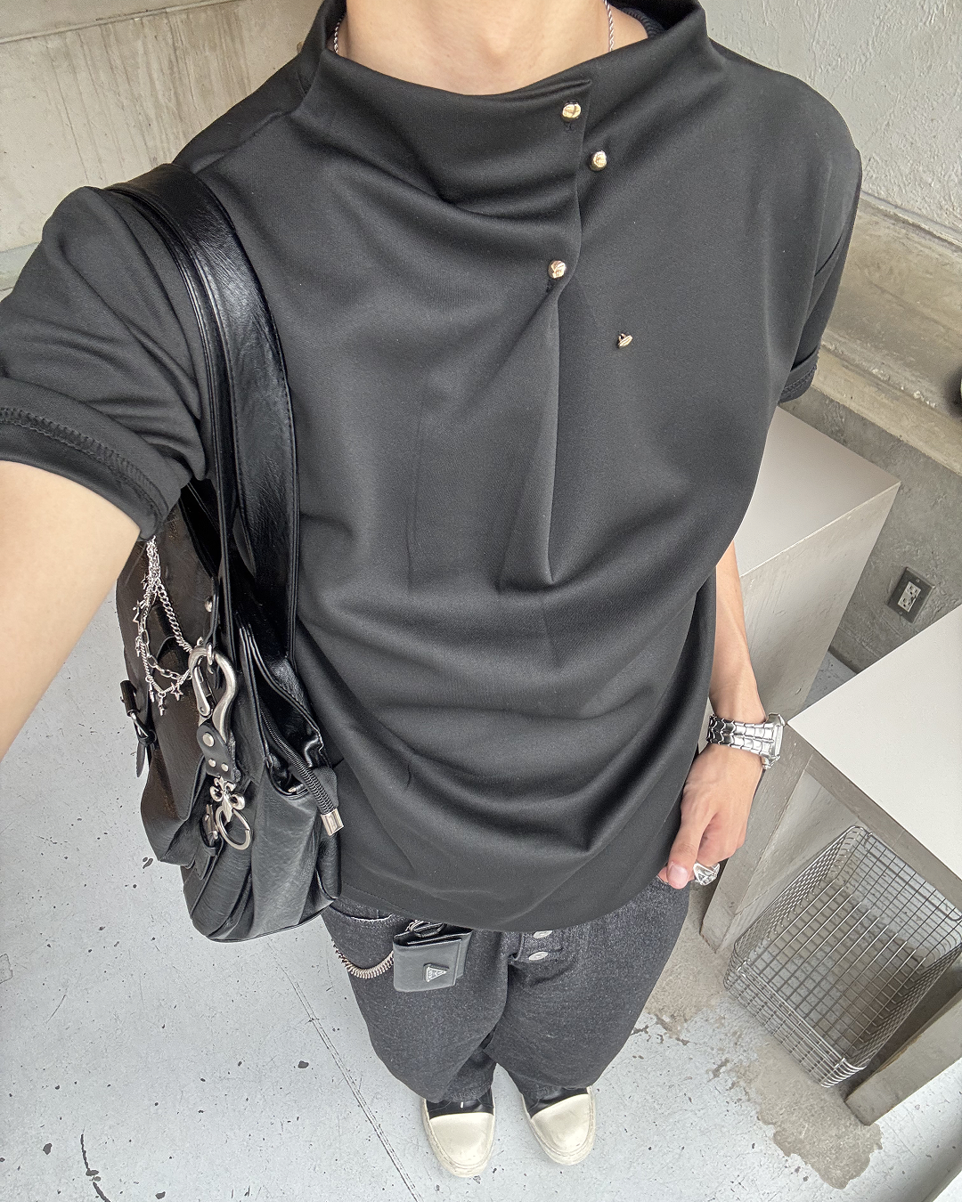 ハーフハイネックボタンTシャツ HS0188