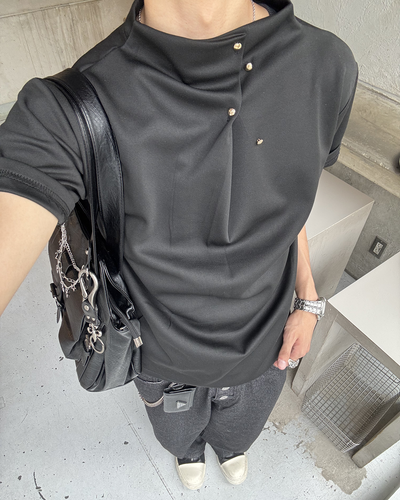 ハーフハイネックボタンTシャツ HS0188